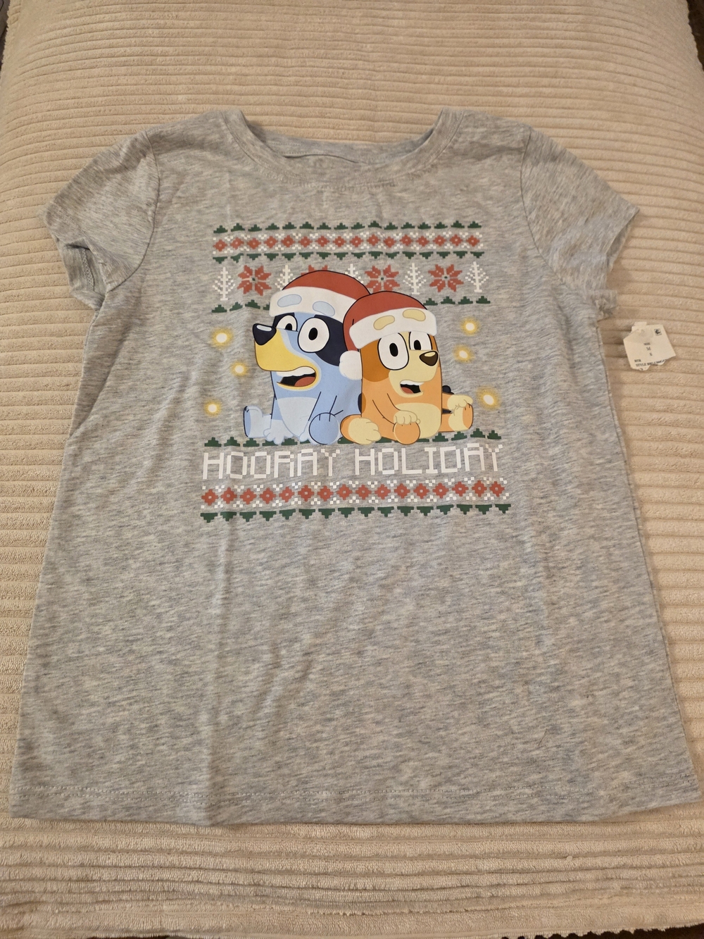 Girls' Grey Holiday Graphic Tee featuring Cartoon Pups
